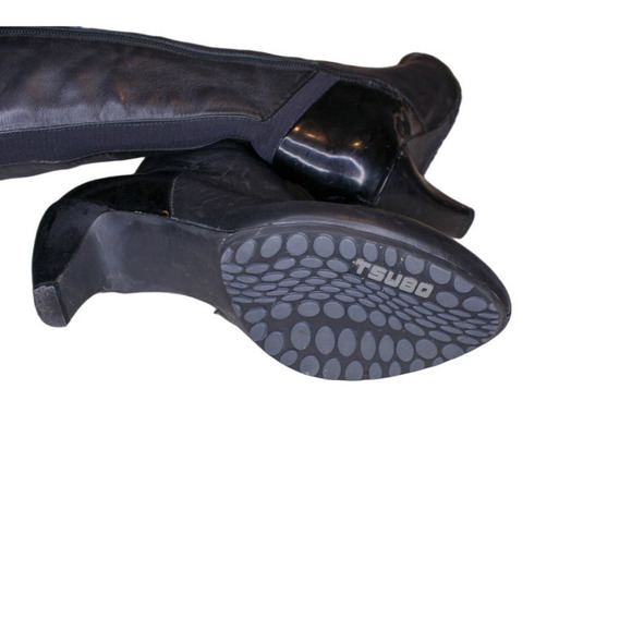 Tsubo High Heel Boots Black Leather Knee Boots Buckle Detail Size 7 - Picture 6 of 6